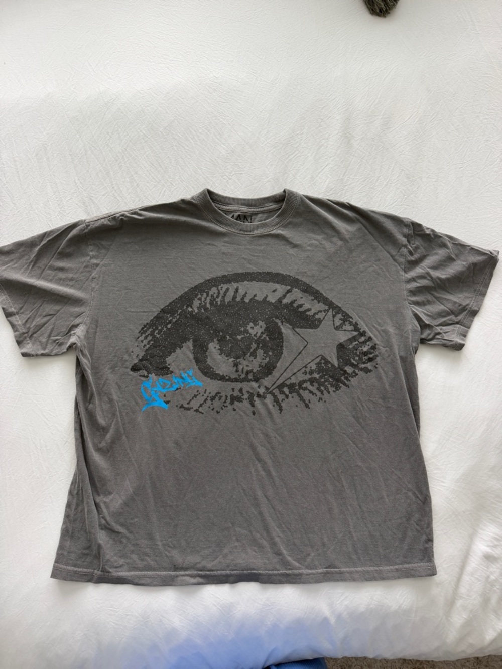 Mens Gray Graphic Short Sleeve Tee with Eye Print